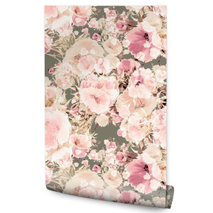 Tapeta Do Sypialni  Akwarelowe KWIATY Styl Vintage 53x1000
