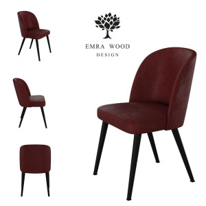 Krzesło TUXEDO KR-2 53x49x83 cm welurowe do jadalni bordowy