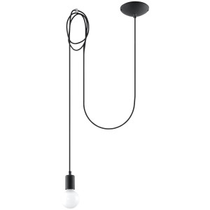 Lampa wisząca EDISON 1 150x150x300cm nowoczesna E27 nad stolikiem kawowym do salonu czarny