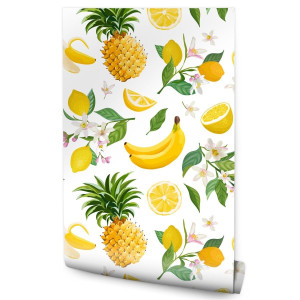 Tapeta do Jadalni ANANAS Banany Cytryny Dekor 3D