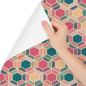 Tapeta retro geometryczna kolorowe wzory salon