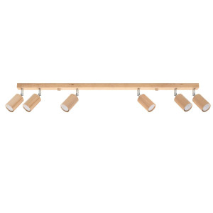 Plafon BERG 6 naturalne drewno 20x5x120cm nowoczesna lampa GU10 do salonu
