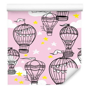 Tapeta ścienna dla dzieci balony gwiazdy chmury