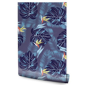 Tapeta do jadalni liście palmy monstery rośliny