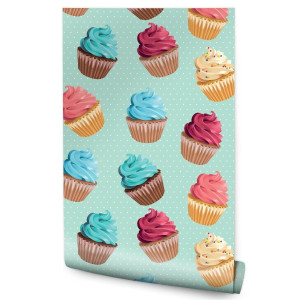 Tapeta Ścienna Kolorowe BABECZKI Muffinki Dekor 53x1000