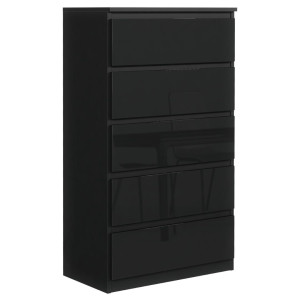 Komoda z 5 szufladami 125x70x39 cm cm czarna front połysk do salonu, biura i sypialni