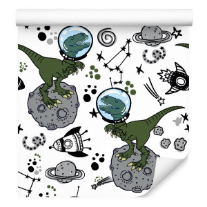 Tapeta do pokoju dziecka, dinozaury kosmos gwiazdy