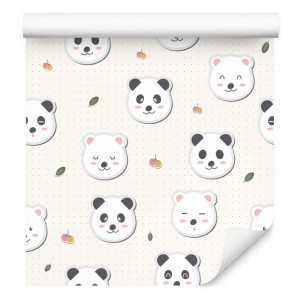 Tapeta do pokoju dziecka pandy misie liście owoce