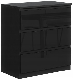 Komoda z 3 szufladami 78x70x39 cm czarna front połysk do salonu i sypialni