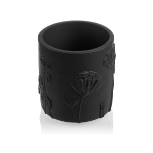 Donica Flower Deco Black Matt Poli 13 cm
