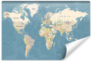 Fototapeta Ścienna Polityczna MAPA Świata DEKORACJA do Salonu z efektem 3D