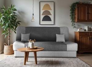 Wersalka kanapa z funkcja spania DUO 188x85x90 cm pojemnik na pościel do salonu szaro-ciemnoszara