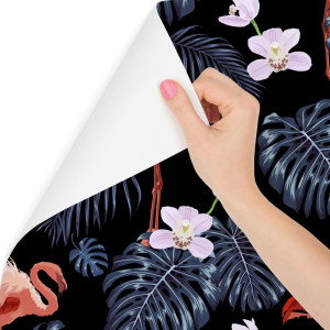 Tapeta we flamingi liście kwiaty natura, do salonu