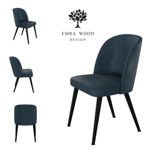 Krzesło TUXEDO KR-2 53x49x83 cm welurowe do jadalni granatowy