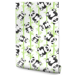 Tapeta Dla Dzieci Misie PANDA Bambus Liście Natura 53x1000