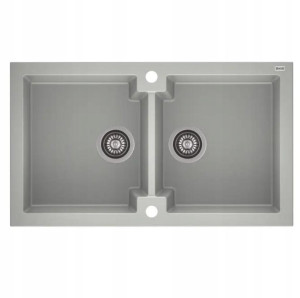 Zlewozmywak granitowy dwukomorowy 86x50x22 cm NEPTUN 160 bez ociekacza szary