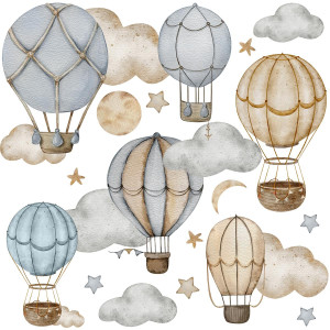 Naklejki Na Ścianę Dla Dzieci Balony 60x30 Gwiazdy Księżyce ZESTAW