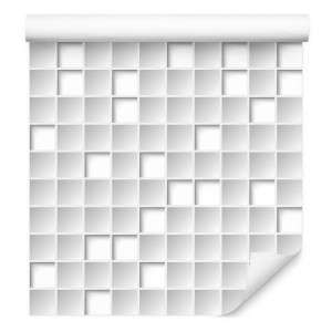 Tapeta 3D, figury geometryczne, kwadraty, salon