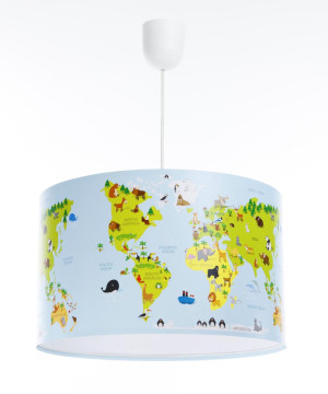 Lampa dziecięca MAPA ŚWIATA SWEET DREAMS błekitna do pokoju dziecka