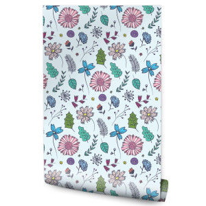 Tapeta W Rolce Kolorowe KWIATY Liście Natura Dekor 53x1000