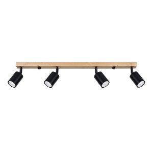 Plafon VERDO 4 17,5x65x96 cm zwis sufitowy 4-punktowyGU10 loft nowoczesna lampa sufitowa drewno naturalne czarny