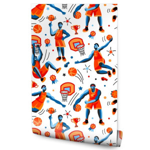 Tapeta KOSZYKÓWKA Pop-Art Piłka Sport Koszykarze