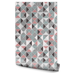 Tapeta Geometryczna Kolorowe TRÓJKĄTY Do Salonu 53x1000