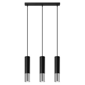 Lampa wisząca LOOPEZ 3L czarny/chrom 90x6x45cm nowoczesna G10 do salonu