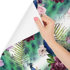 Tapeta kolorowe róże piwonie pawie natura salon