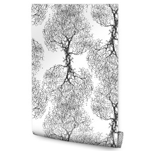 Tapeta W Rolce Czarno-Białe DRZEWA Szkic Natura 53x1000