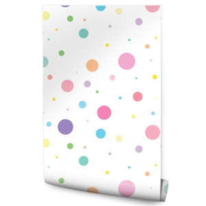 Tapeta Do Pokoju Dzieci Kolorowe PASTELOWE Groszki 53x1000