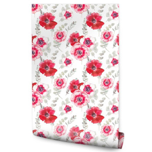 Tapeta Do Sypialni Delikatne Czerwone KWIATY Maki