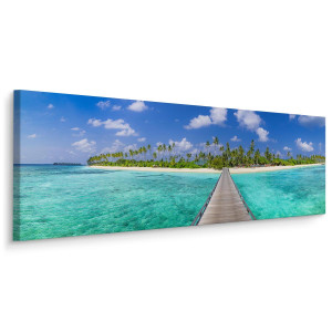 Obraz Canvas Do Sypialni TROPIKALNA Wyspa Pomost Natura Palmy 145x45cm