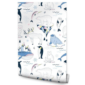 Tapeta Ścienna NIEDŹWIEDZIE Polarne Foki Wieloryby 53x1000
