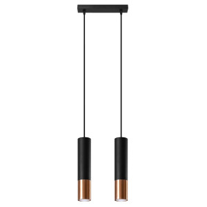 Lampa wisząca LOOPEZ 2 czarny/miedź 90x6x30cm nowoczesna G10 do salonu