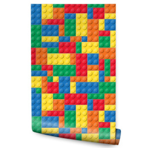 Tapeta Do Pokoju Dzieci KOLOROWE Klocki Lego Dekor