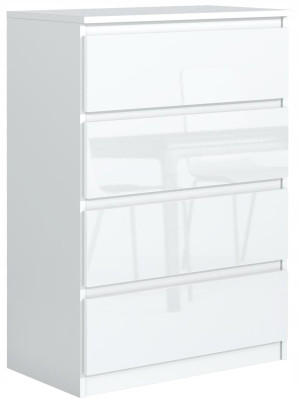 Komoda z 4 szufladami 102x70x39 cm biała front połysk do salonu i sypialni