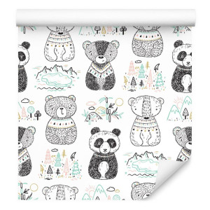 Tapeta panda misie drzewa rośliny pokój dziecięcy