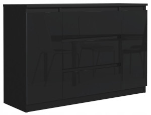 Komoda 120x39x78,2 cm z 2 drzwiami i 3 szufladami czarna front połysk do salonu i sypialni
