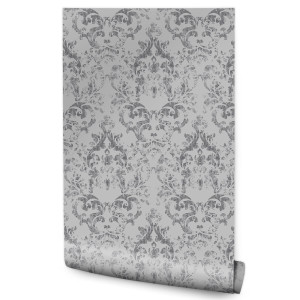 Tapeta Do Salonu Szare ORNAMENTY w Stylu Vintage