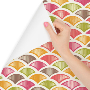 Tapeta retro kolorowe wzory geometryczne do salonu