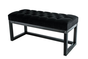 Ławka z Pikowanym Siedziskiem LPP-2 50x45x35 cm stelaż z drewna czarny welur czarny