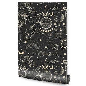 Tapeta Ścienna KSIĘŻYCE Planety Kosmos Styl Boho