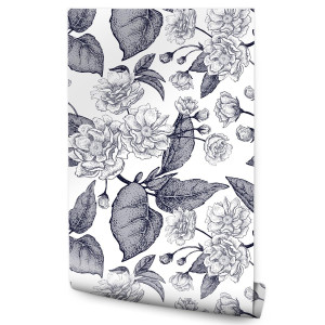 Tapeta Do Sypialni KWIATY Liście Natura Styl Retro