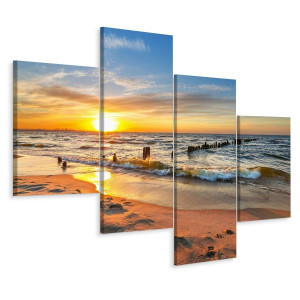 Obraz 4 Częściowy Plaża ZACHÓD SŁOŃCA do salonu na Płótnie Canvas 240x150