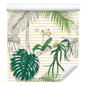 Tapeta liście palmy tropikalne ORCHIDEE do salonu
