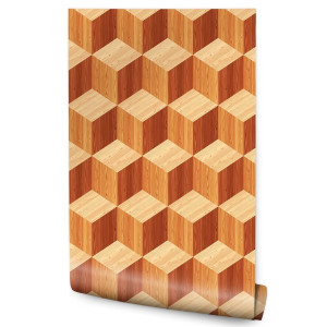 Tapeta Do Sypialni DREWNIANE Sześciany Efekt 3D