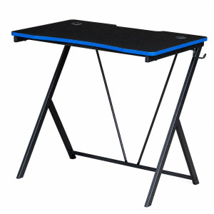 Biurko gamer gamingowe VEKTOR 80x50x75 cm czarne z uchwytem na kubek i słuchawki