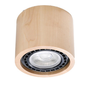 Plafon BASIC 1 naturalne drewno 10x14x14cm nowoczesna lampa GU10 do salonu