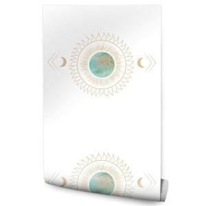 Tapeta W Rolce Abstrakcyjne SŁOŃCE Boho Gwiazdy